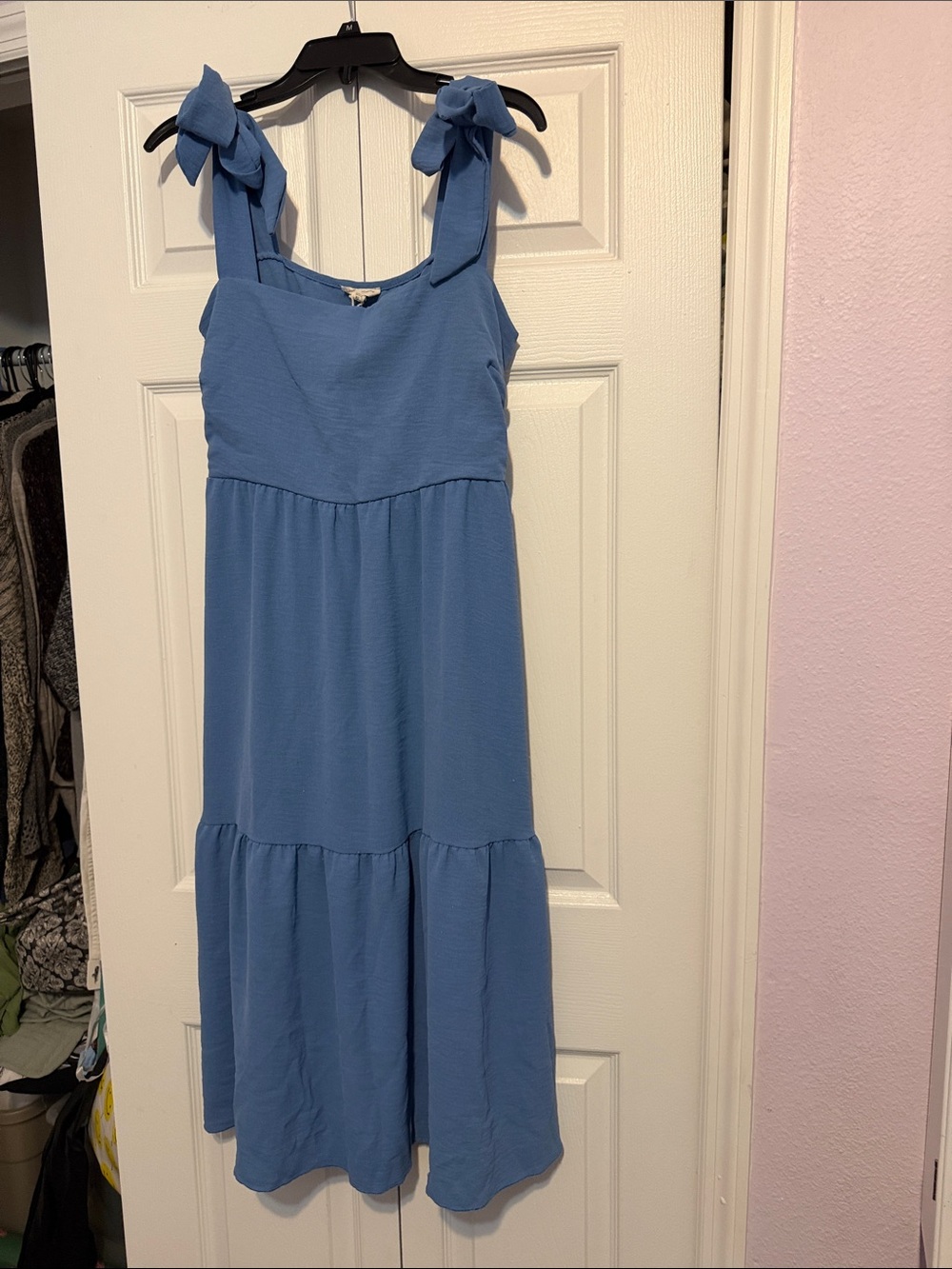 See You Monday Light Blue Tie-Shoulder Midi Dress